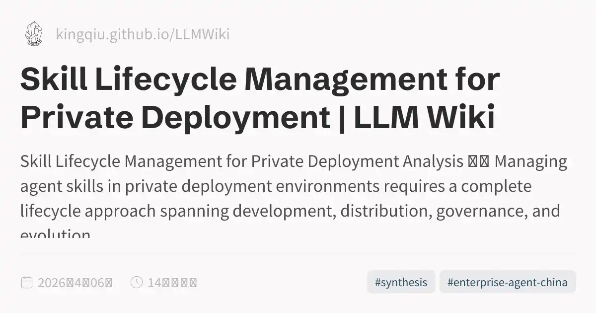 Skill Lifecycle Management for Private Deployment | LLM Wiki